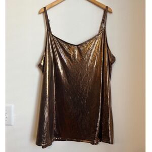 Torrid Women 4 Bronze Metallic Liquid Foil Camisole V-Neck Adjustable Strap Tank